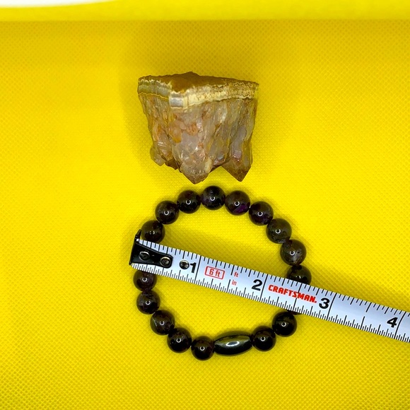 Amethyst Semiprecious Stone and Hematite Handmade Stretch Bracelet ~ 7” ~ NWOT - Picture 6 of 7